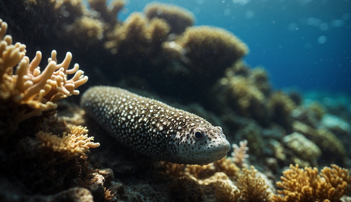 Sea cucumbers sprawl across the ocean floor, nestled among vibrant coral reefs and swaying seaweed.

They can be found in all the world's oceans, from shallow coastal waters to the deep sea