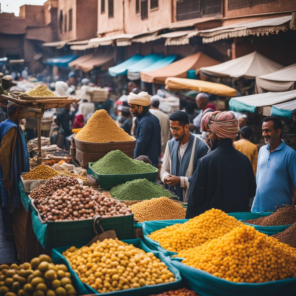 Colorful market stalls line the bustling streets of Marrakech, offering a variety of affordable activities for budget-conscious travelers