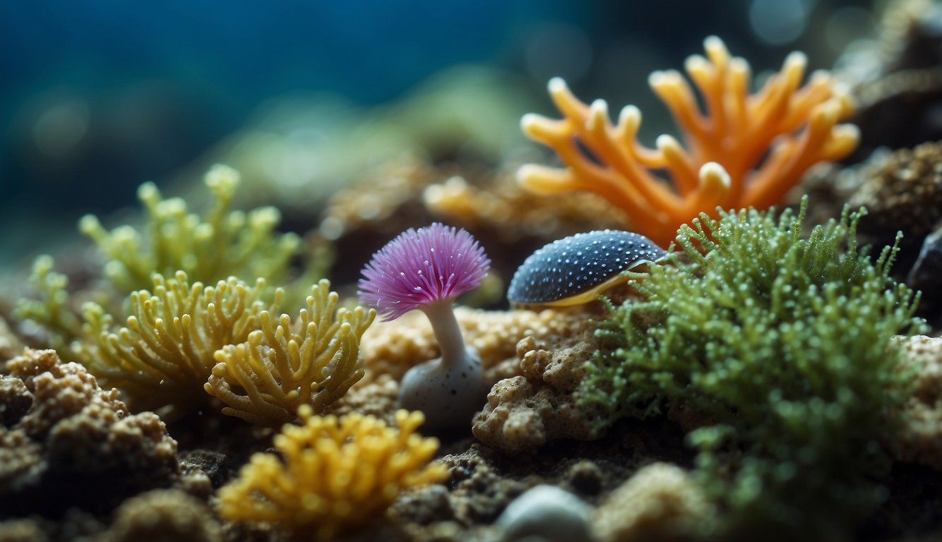 Colorful sea creatures and algae thrive in the shallow waters of the tide pools, creating a miniature world of vibrant life and intricate ecosystems