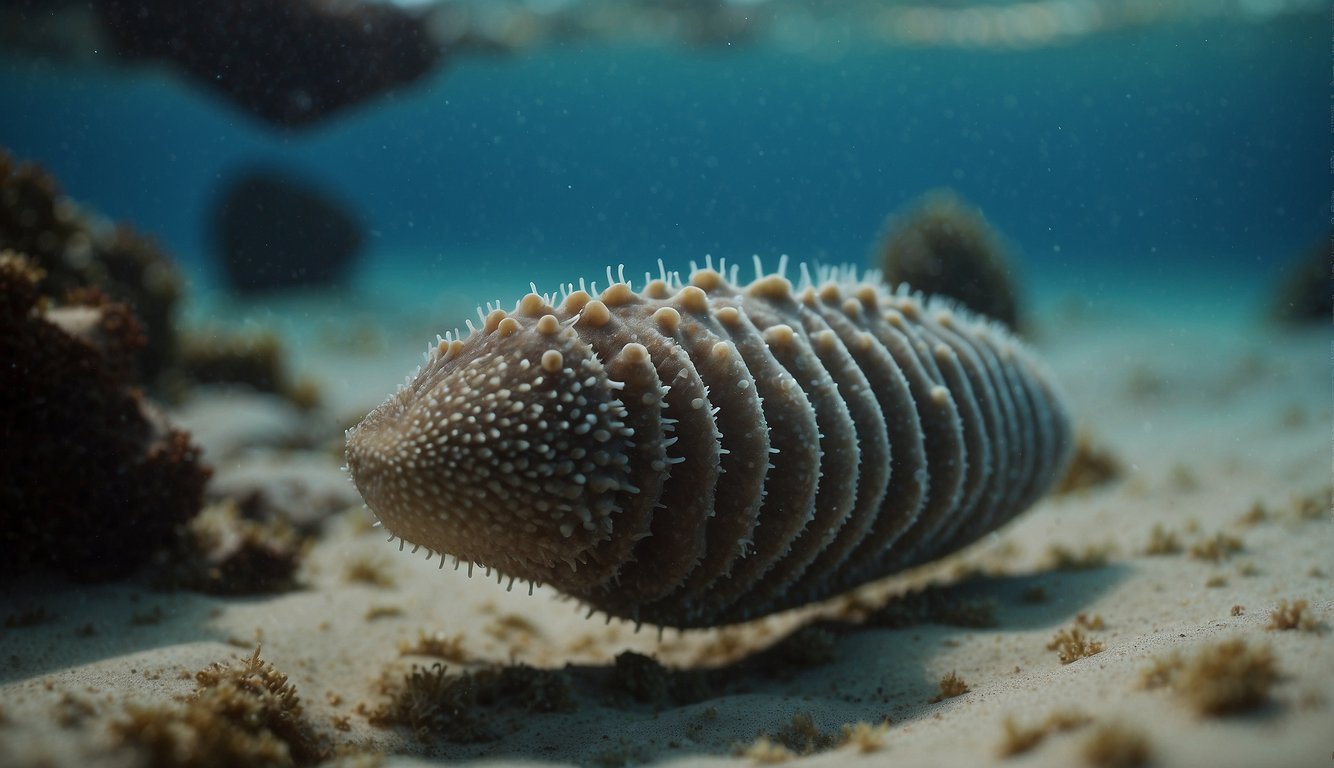 Sea cucumbers clean ocean floor, using tentacles to sift sand.

Some expel sticky threads to deter predators. Others eject internal organs as a last resort