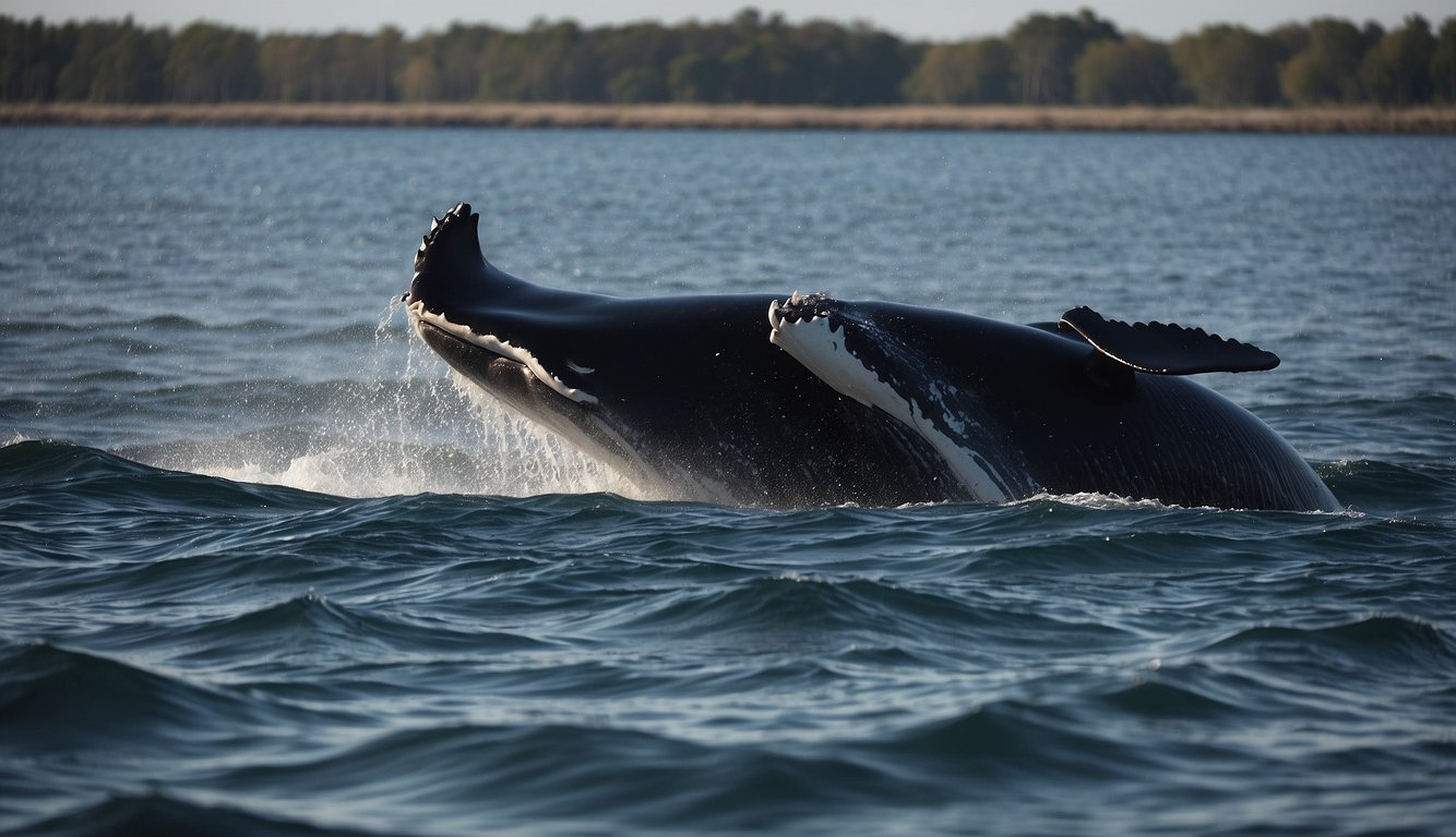 Whale song disrupted by loud boat engines, garbage floating in the ocean, and oil spills