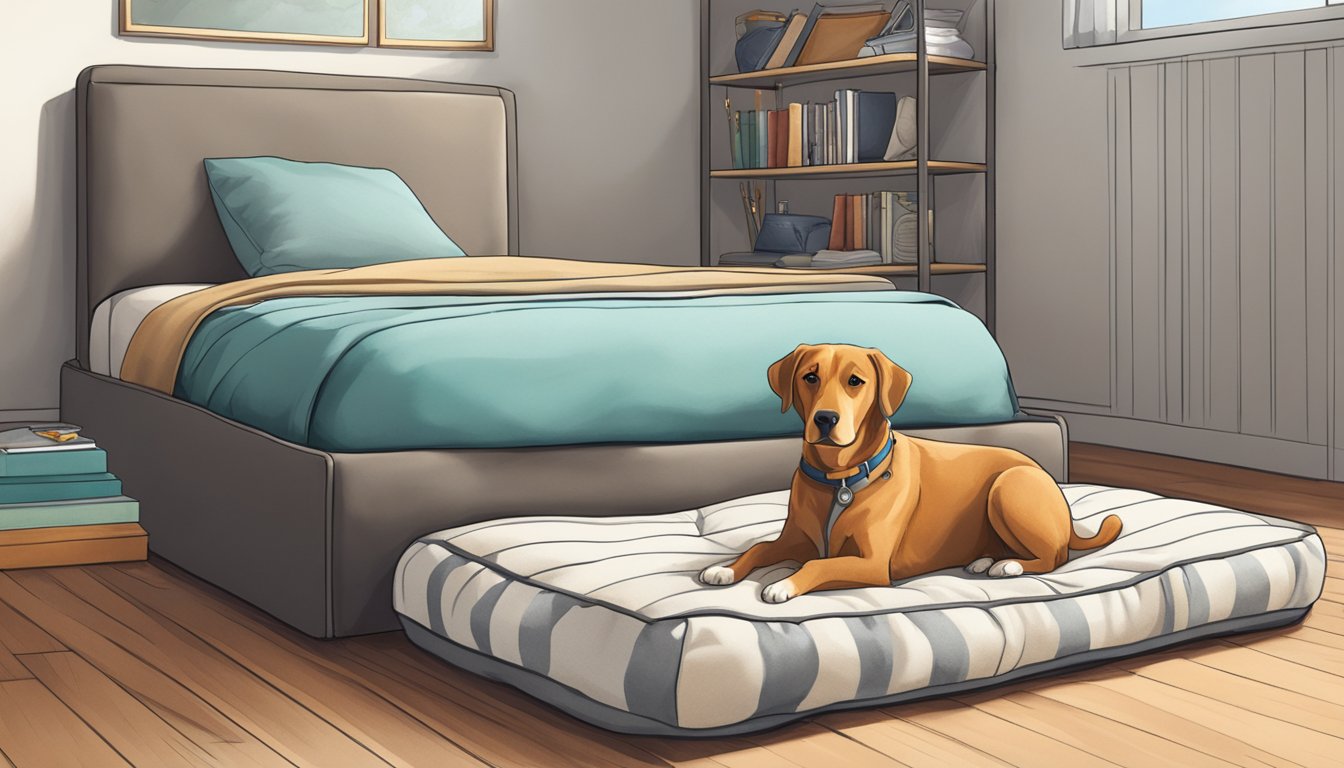 A pet bed sits in a well-lit room, surrounded by clean and clutter-free space. The fabric is free of any visible mold or mildew, and the overall scene exudes a sense of cleanliness and safety for the pet
