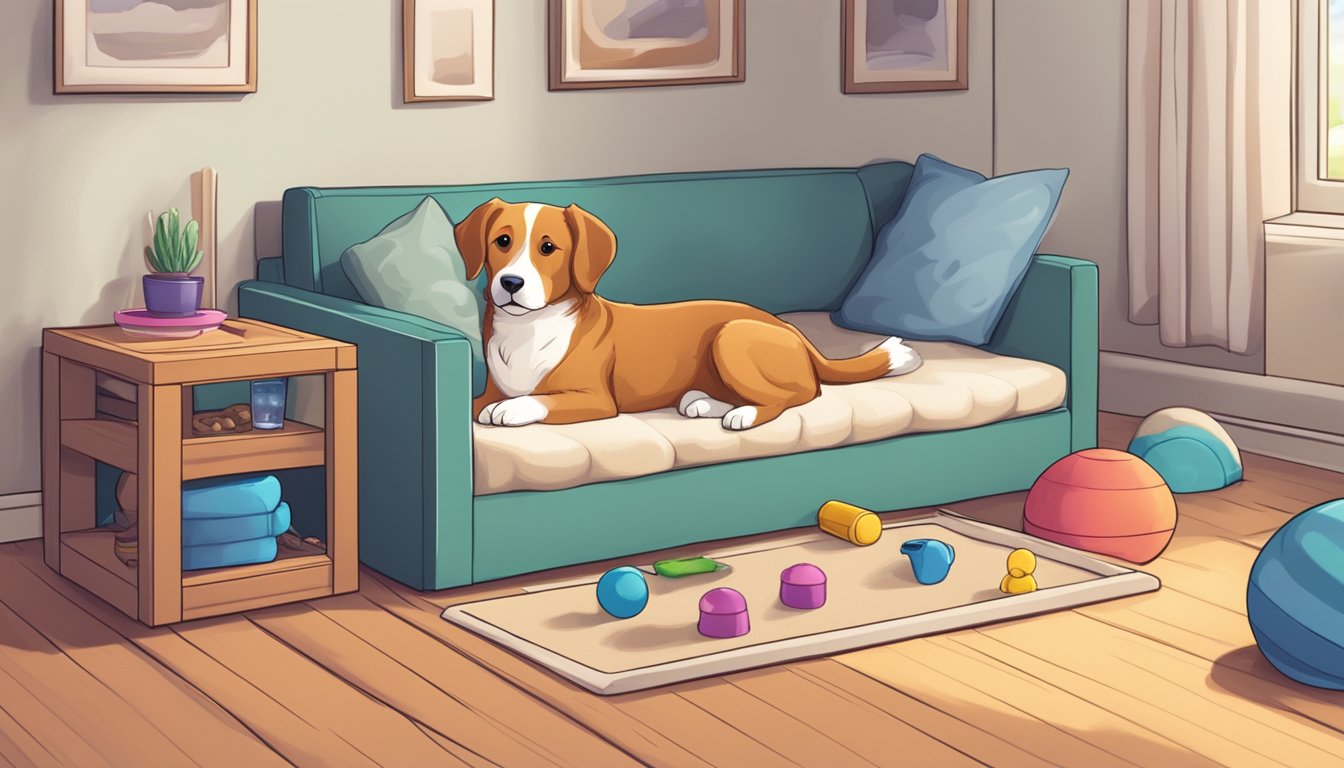 A cozy pet bed sits in a clean, mold-free environment, surrounded by toys and a water bowl. The space exudes comfort and safety for the well-being of the furry companion