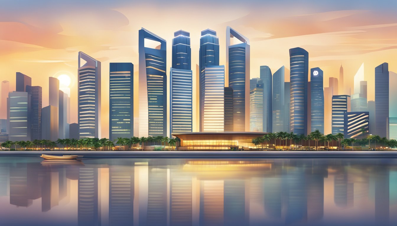 The BNI Bank Singapore logo shines brightly against the backdrop of the iconic Singapore skyline, with its sleek and modern architecture