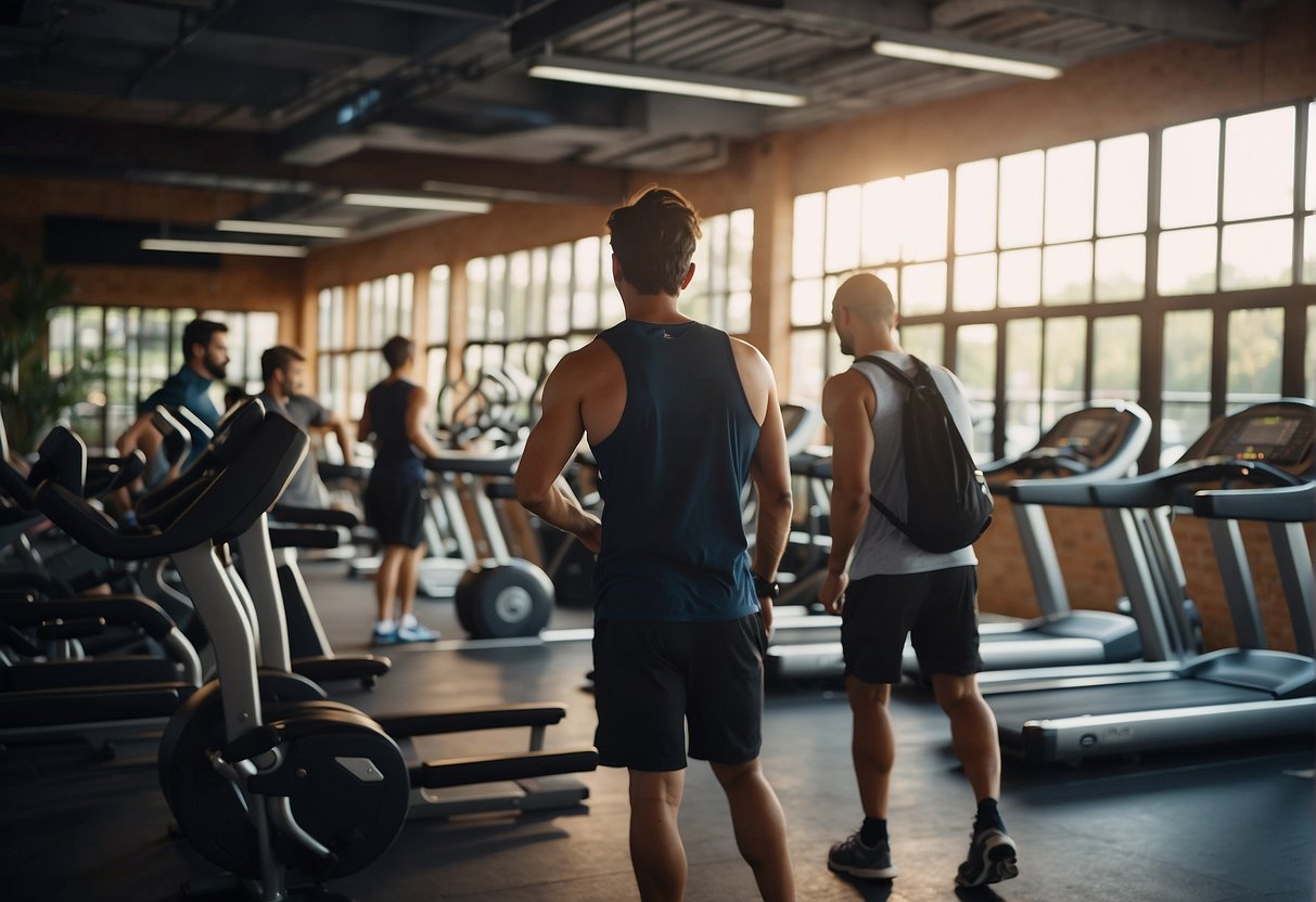 People exploring gym amenities, considering before buying membership