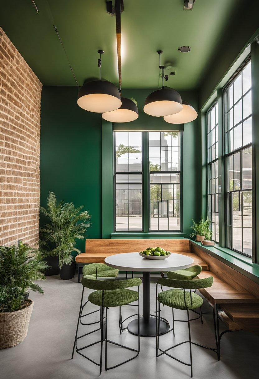 The Green Door Lofts vacation rentals in Waco feature spacious accommodations for large groups, with modern amenities and a vibrant green color scheme throughout