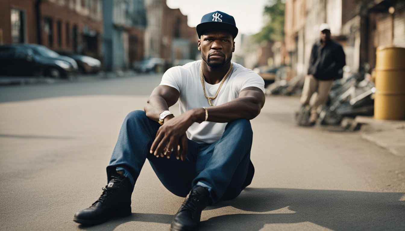 A young 50 Cent hustles on the streets, surrounded by poverty. His determination and drive shine through as he works tirelessly to overcome adversity and build his empire