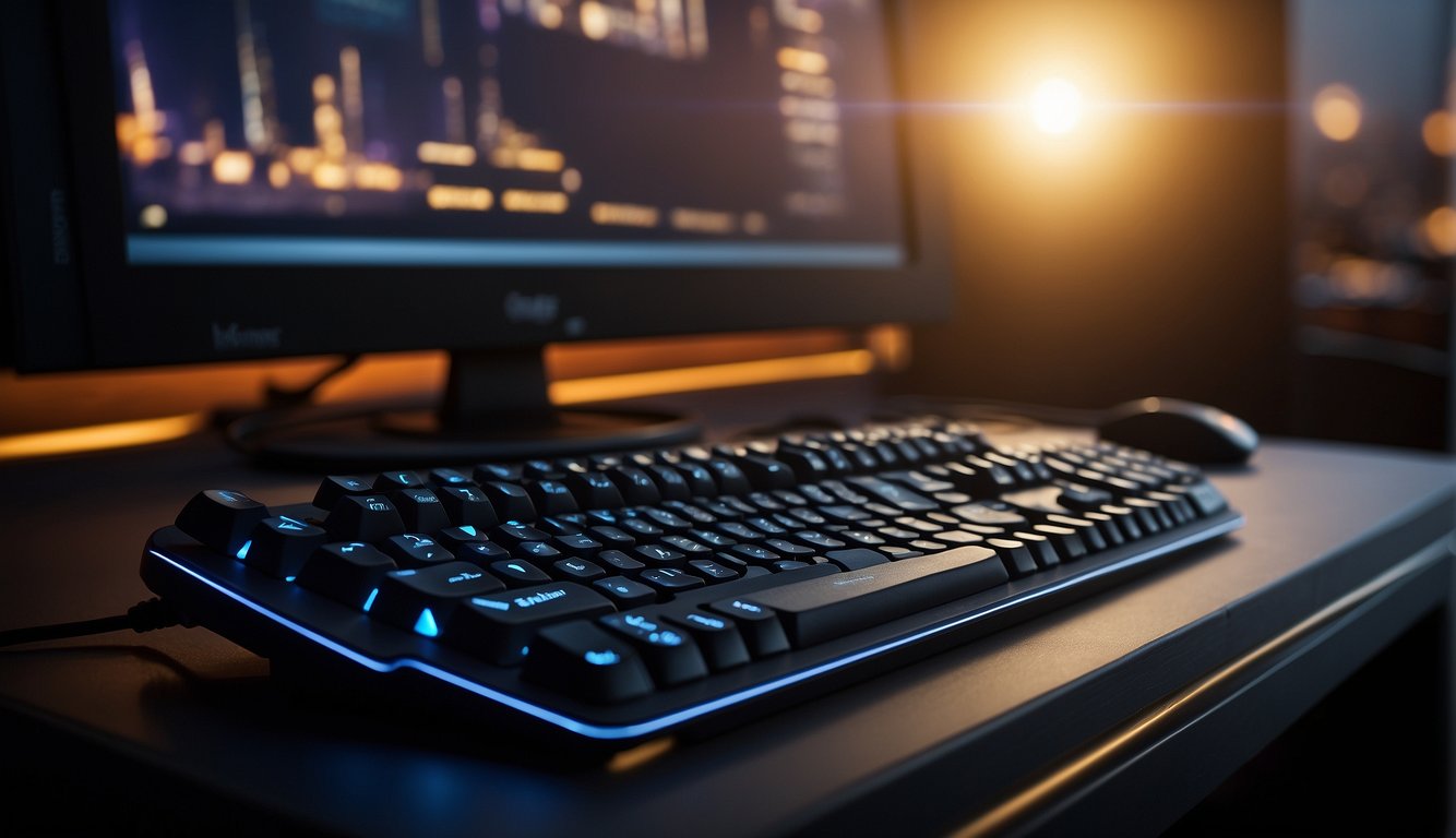 A computer keyboard with keys labeled with various shortcuts, surrounded by a glow of light to emphasize their importance