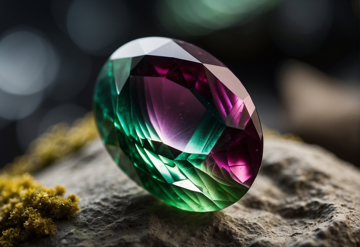 A vibrant tourmaline gemstone is discovered in a historic mine, symbolizing strength and protection. Its rich color and unique properties hold great significance throughout history