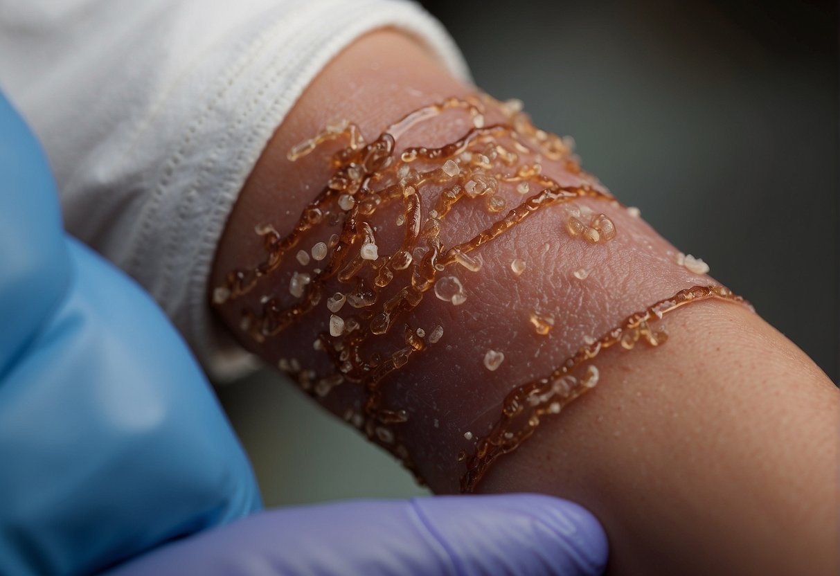 A skin graft is painful, showing discomfort and distress