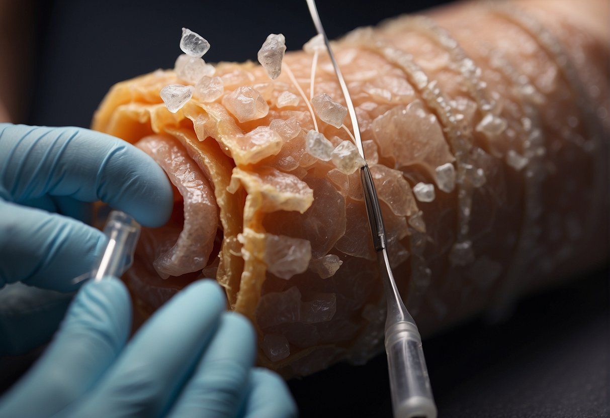 A skin graft being carefully applied, causing pain