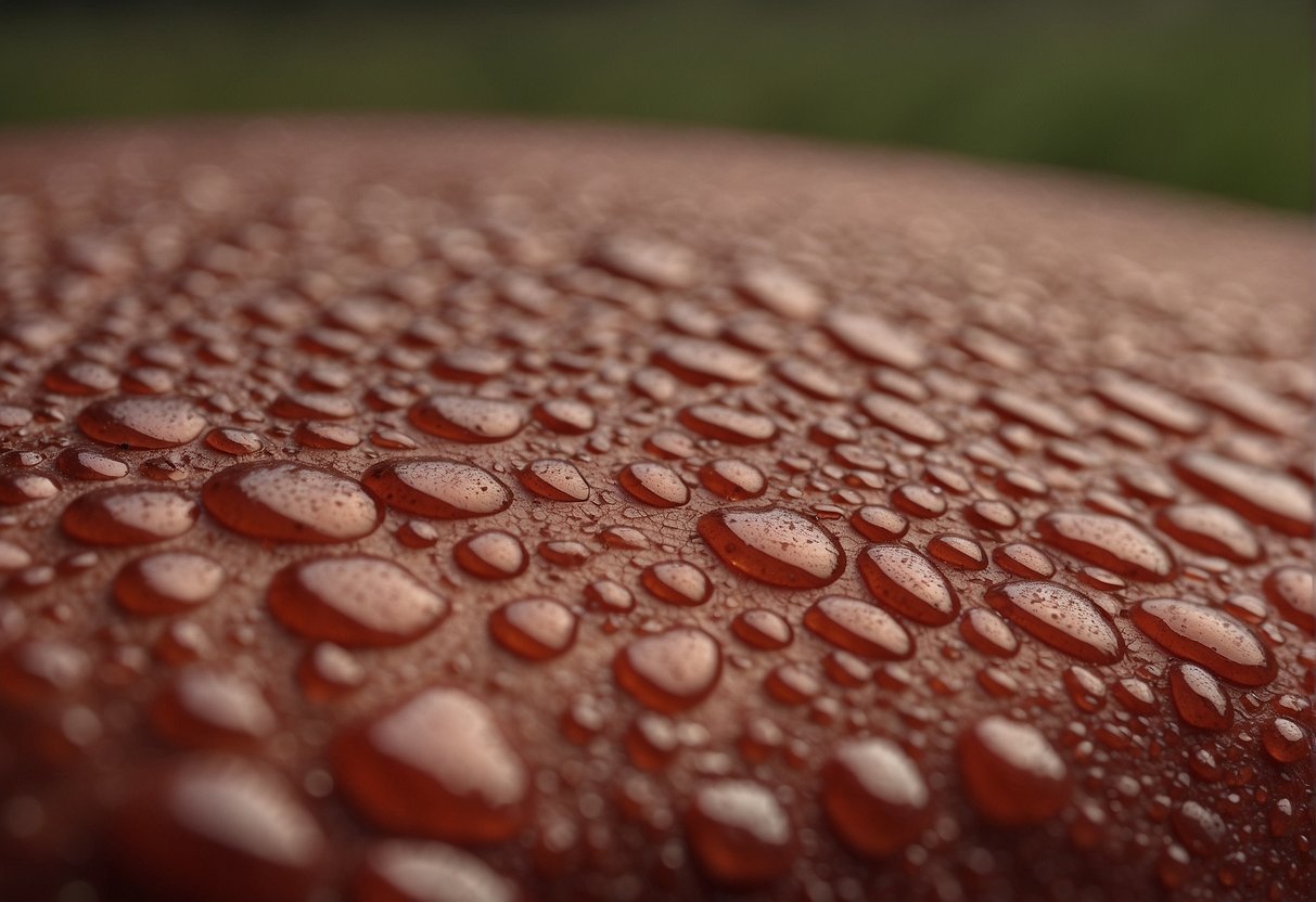 A red, inflamed patch of skin with visible dryness and rough texture, possibly accompanied by small bumps or blisters