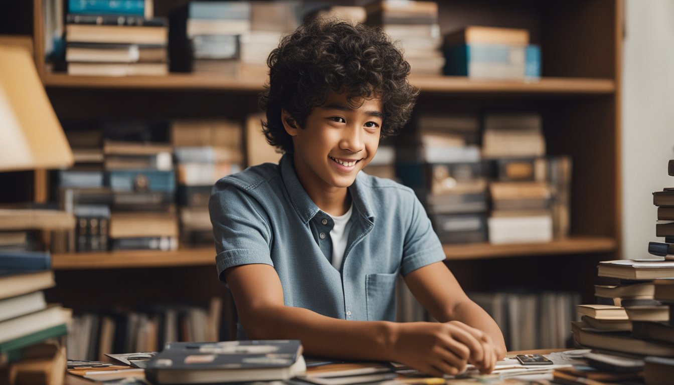 A young Calvin Millan eagerly pursues his passions, surrounded by books and art supplies, setting the stage for his future success