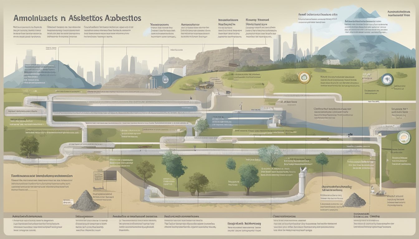 A historical timeline of asbestos use, from ancient times to modern dangers, with regulations and bans highlighted