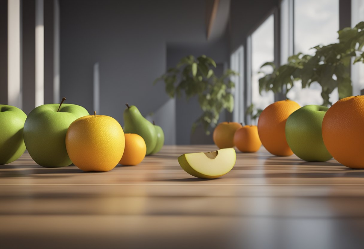 An enum labeled "Fruit" with values "Apple," "Banana," and "Orange." Each value is assigned a corresponding string value