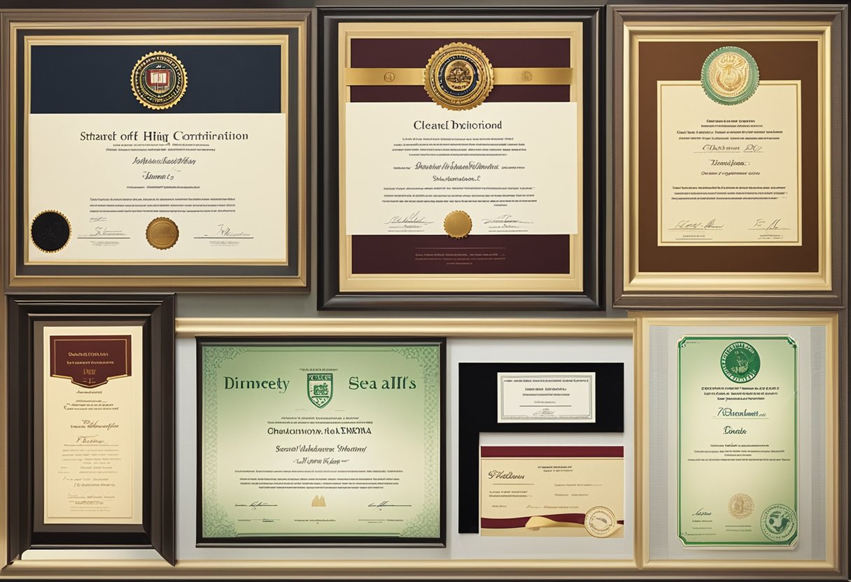 A collection of certificates and diplomas from MIT, Stanford, Insead, and Disney University, showcasing expertise in innovation