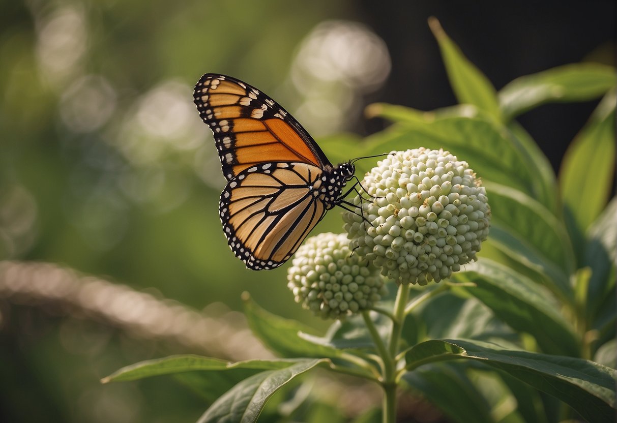 The monarch butterfly lays its eggs on the milkweed plant, which serves as the primary food source for its caterpillars