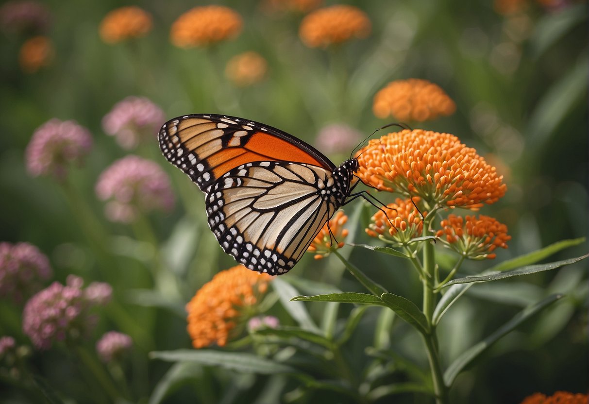 Butterfly weed has orange flowers and narrow leaves, while milkweed has pink or white flowers and broad leaves. Both are important for supporting pollinators and are crucial for the environment