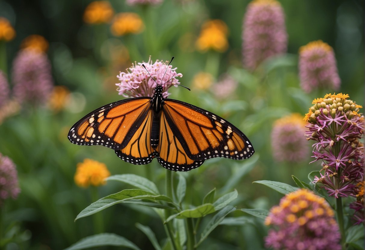 Monarch butterfly garden in zone 5 with milkweed and host plants. Cultivating and caring for the garden