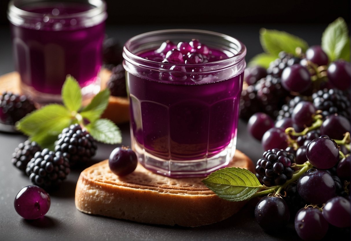 Beautyberry jelly tastes sweet and slightly tart, with a hint of floral notes. It has a vibrant purple color and a smooth, glossy texture. It pairs well with cheeses, crackers, and desserts