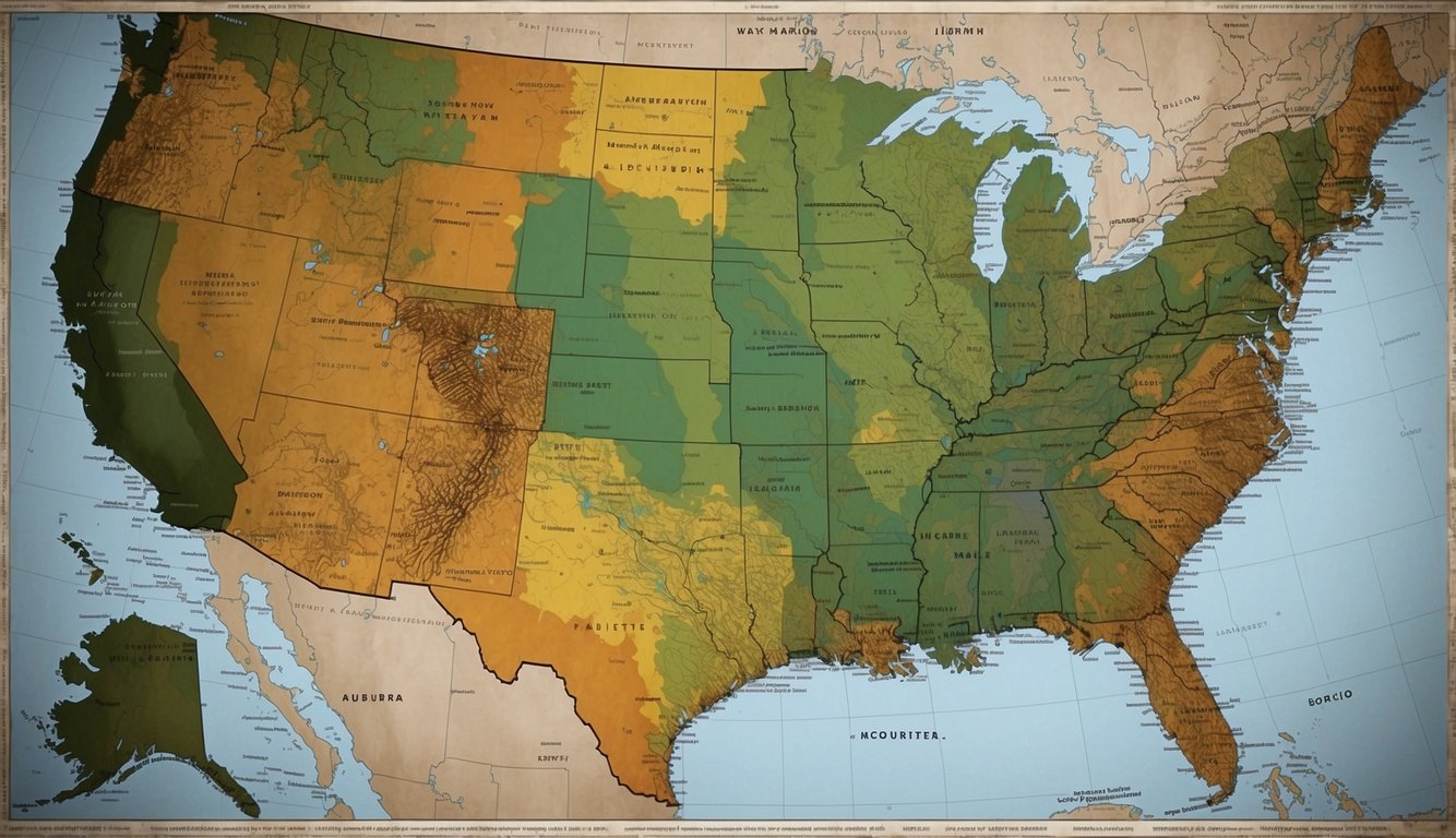 A map of the United States with highlighted areas and statistics on land flipping