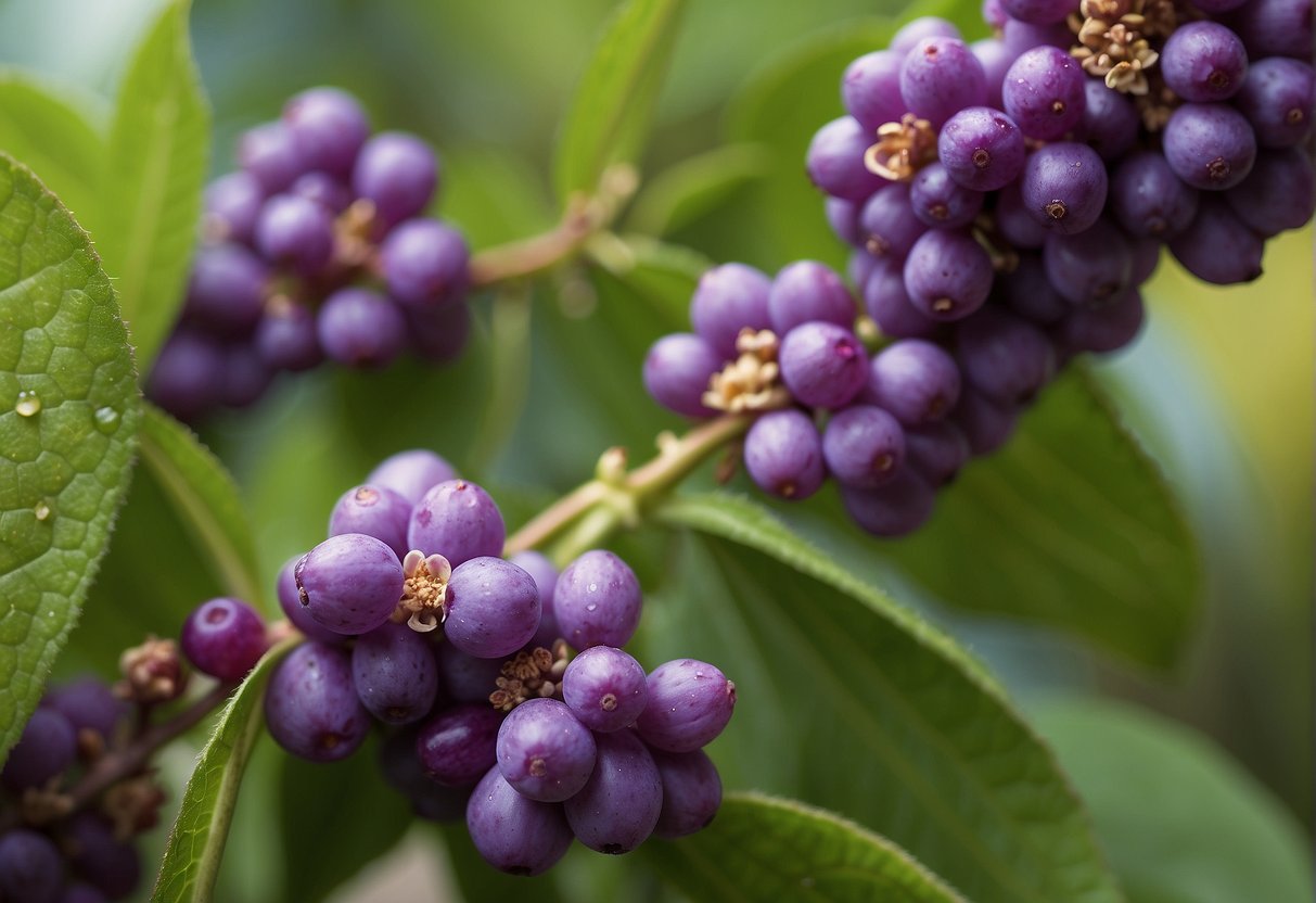 The beautyberry emits a sweet, floral fragrance, reminiscent of jasmine and lavender, with a hint of citrus undertones