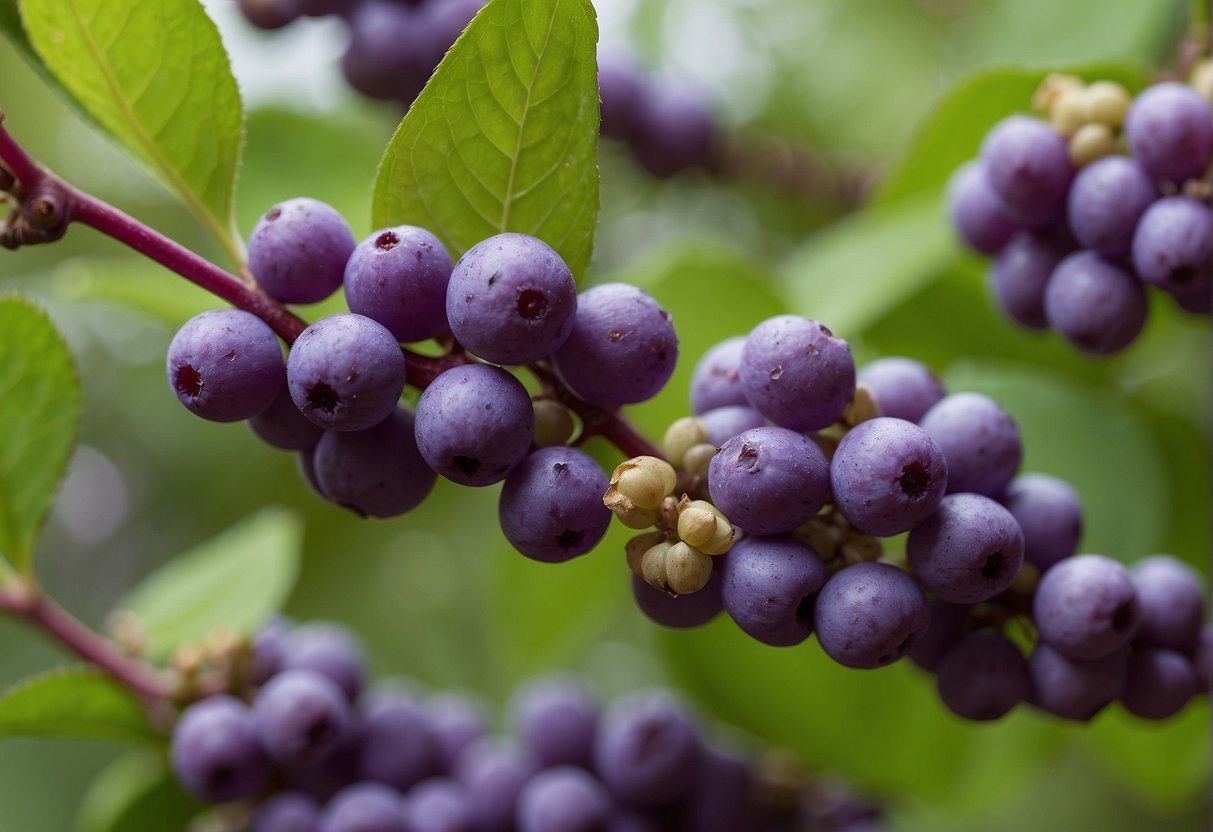The beautyberry emits a sweet, floral fragrance, reminiscent of jasmine and vanilla, filling the air with its delicate aroma