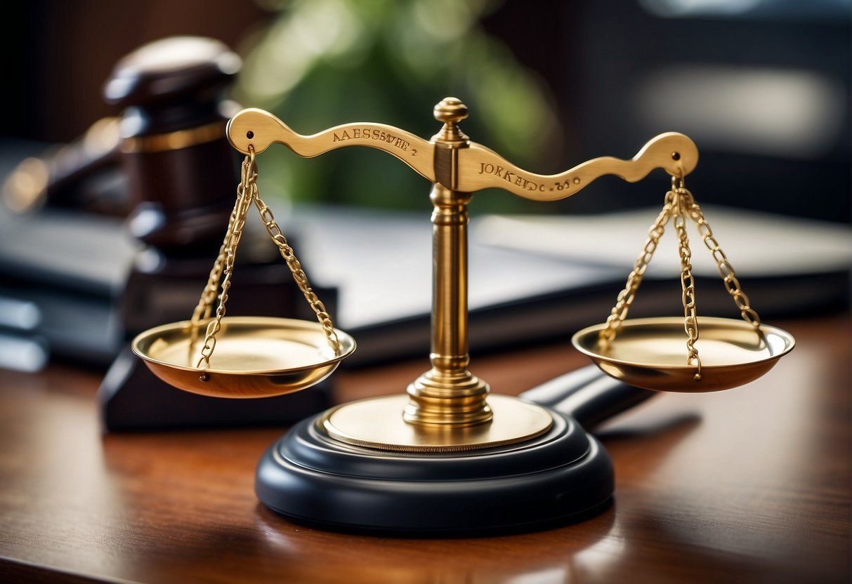 A scale with dollar signs on one side and a gavel on the other, representing the assessment of a personal injury claim's value