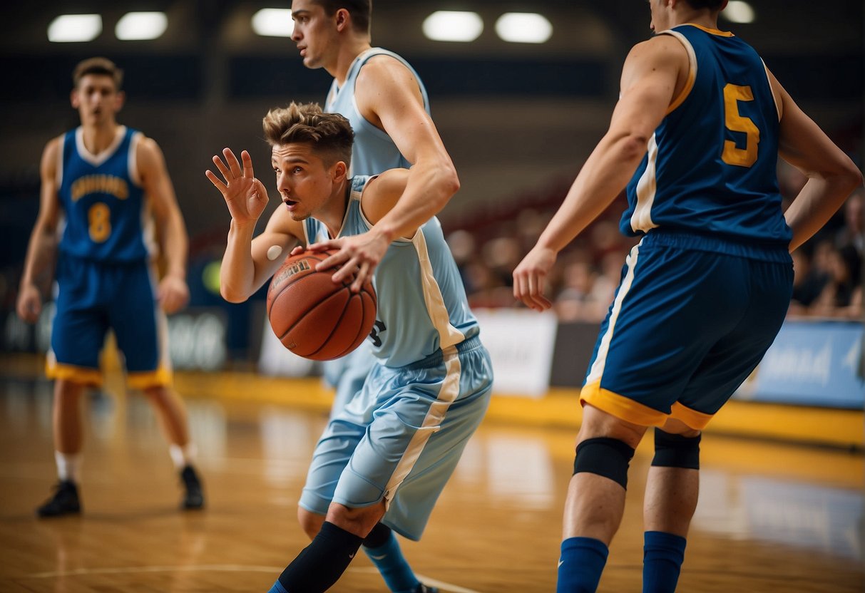 Players demonstrate soccer and basketball roles. Soccer requires more teamwork and strategic positioning. Basketball demands quick decision-making and individual skill