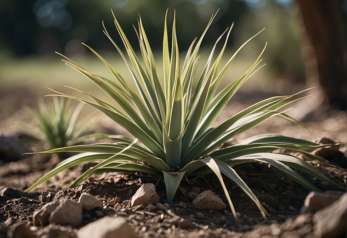 A yucca plant being uprooted and disposed of