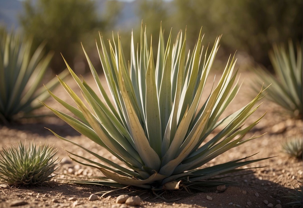 Yucca plants wilt under harsh sun and overwatering. Avoid direct sunlight and water sparingly