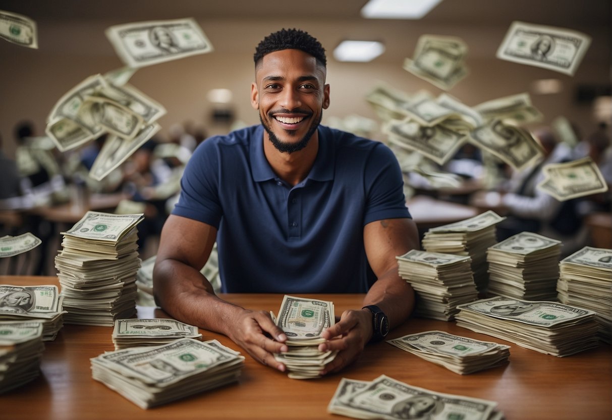 NBA players receiving pension checks, smiling with gratitude