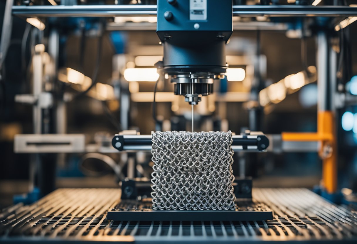 A 3D printer creating chainmail, struggling with intricate details and structural weaknesses