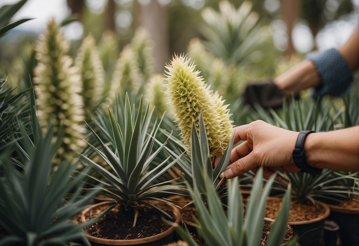 A person selects yucca plants from an online nursery website
