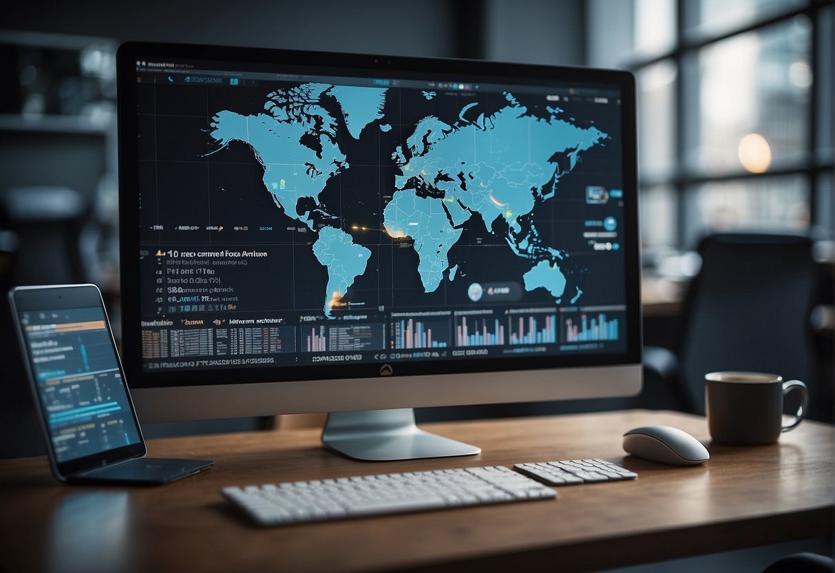 A computer screen displaying customer data and analytics with various technology trends