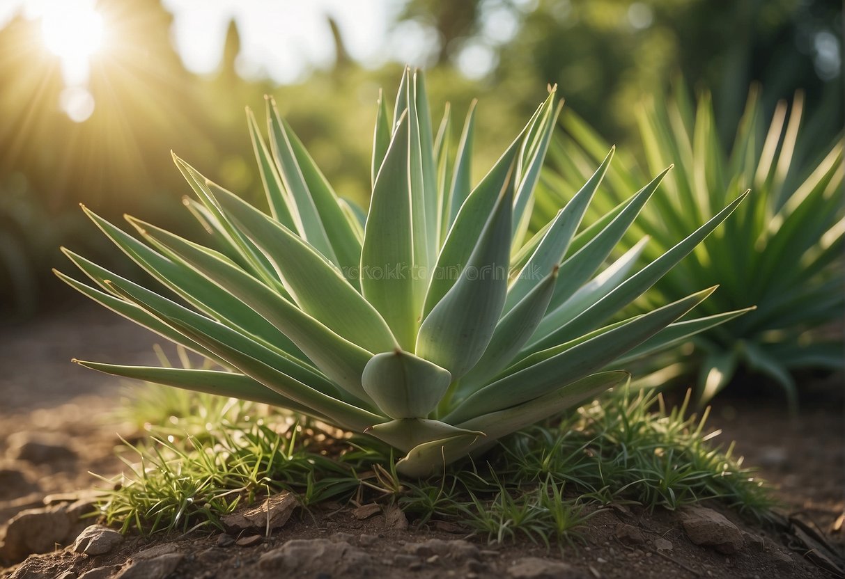 The yucca plant thrives with proper care. When fed, it grows healthier and stronger, with vibrant green leaves and sturdy stems