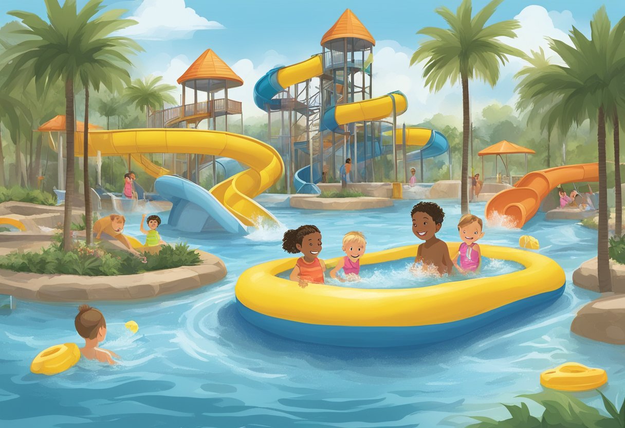 Toddlers splash in shallow pools, giggle on mini slides, and float in gentle lazy rivers at Orlando's water parks