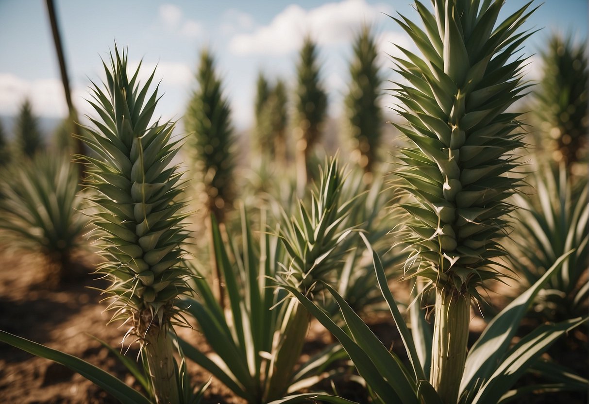 A yucca plant being harvested and prepared for use in growing marijuana plants