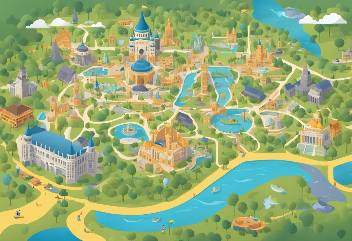 A colorful map of Orlando with museum icons and "free admission" signs displayed prominently