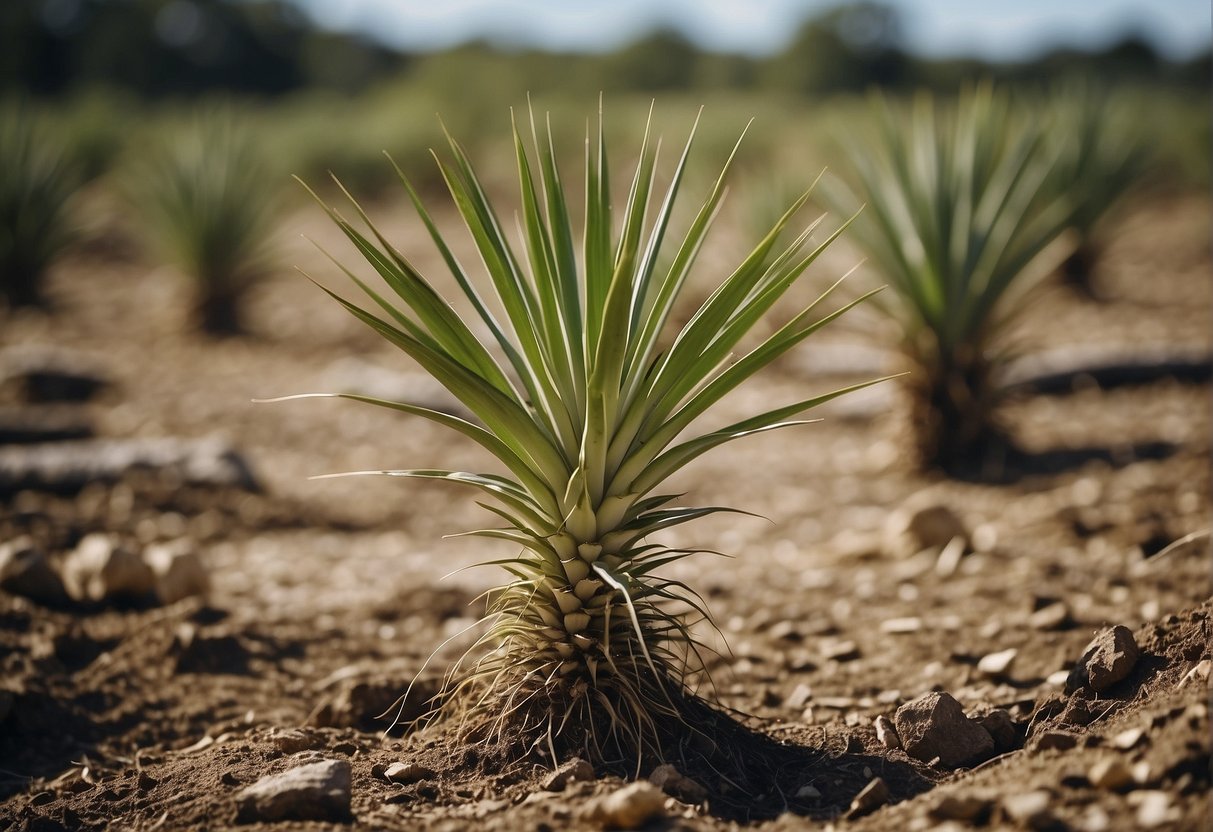 Yucca plants being uprooted and disposed of in a designated waste area