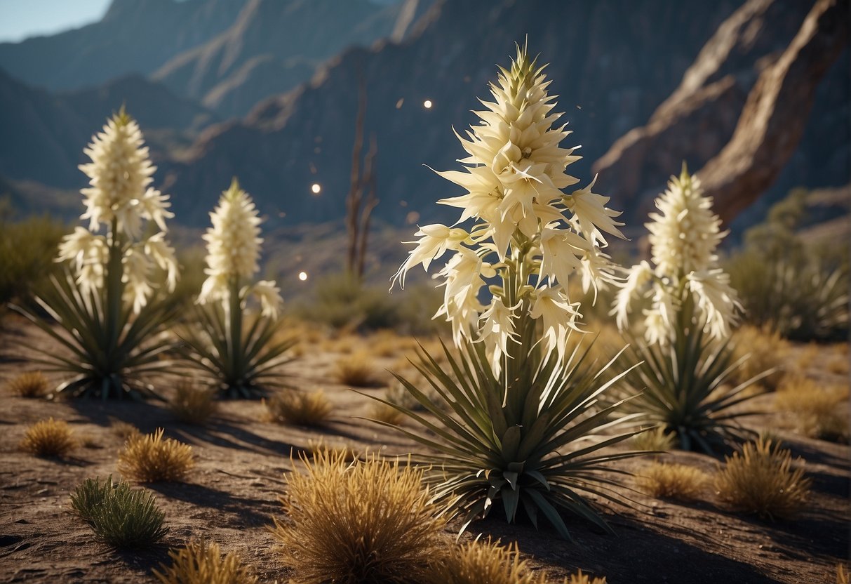 Several yucca plants hover in midair, defying gravity in the apocalyptic world of 7 Days to Die on Xbox One