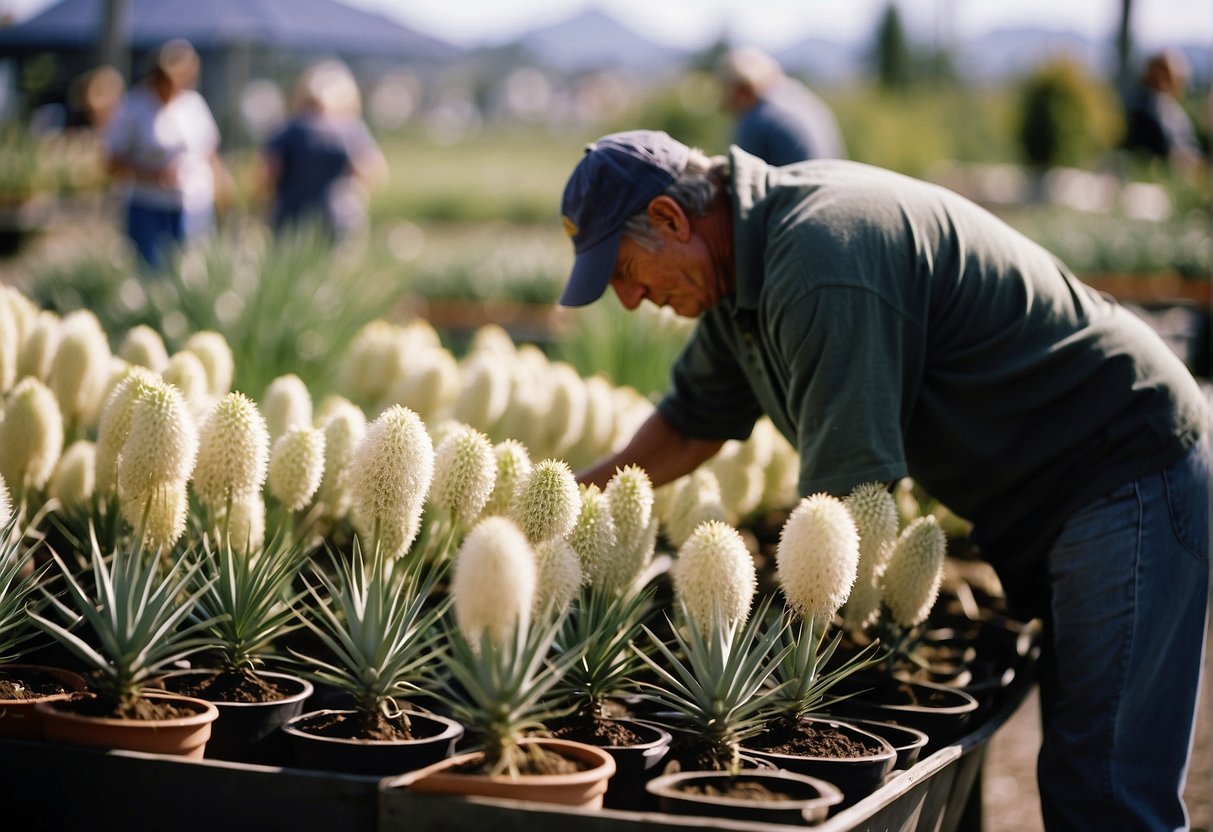 A customer purchases yucca plants at a nursery in Spokane, WA