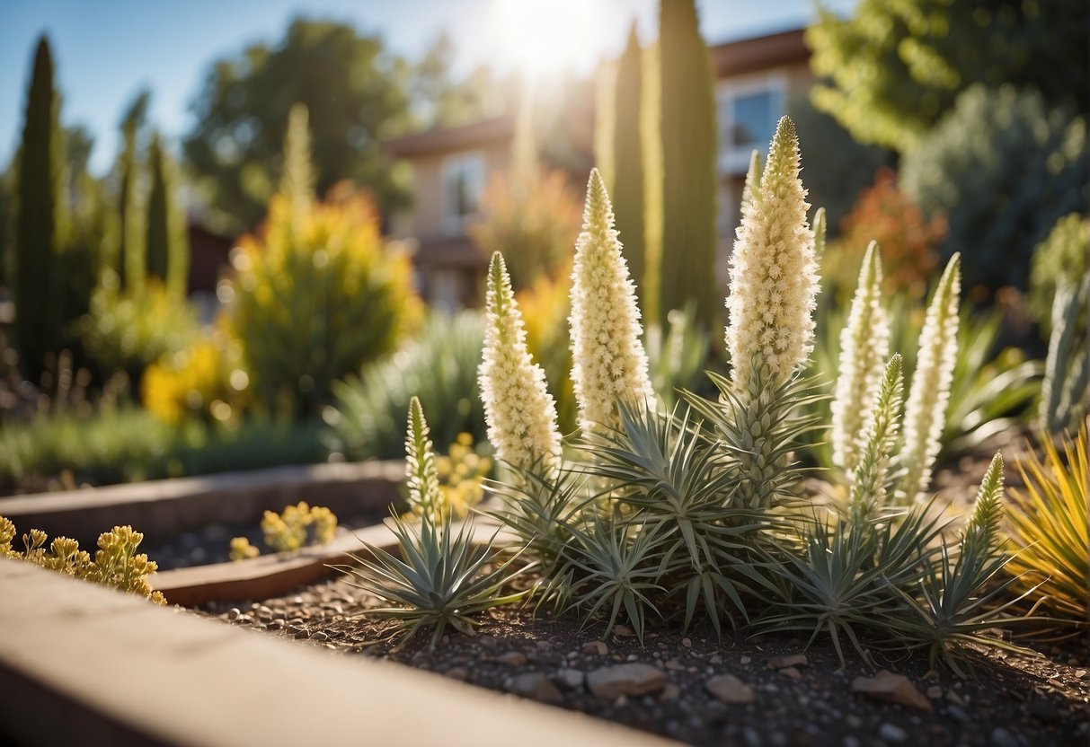 A sunny Denver garden with vibrant yucca plants for sale
