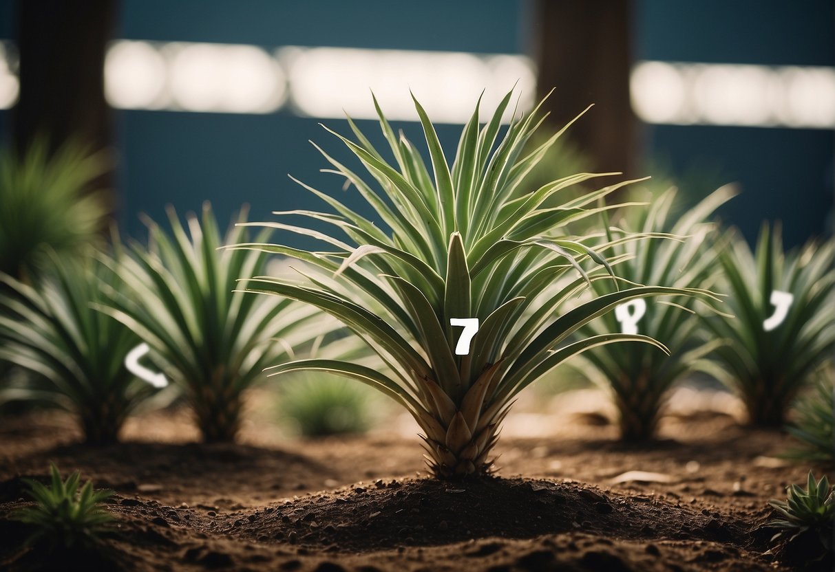 A yucca plant surrounded by curious onlookers with question marks floating above their heads