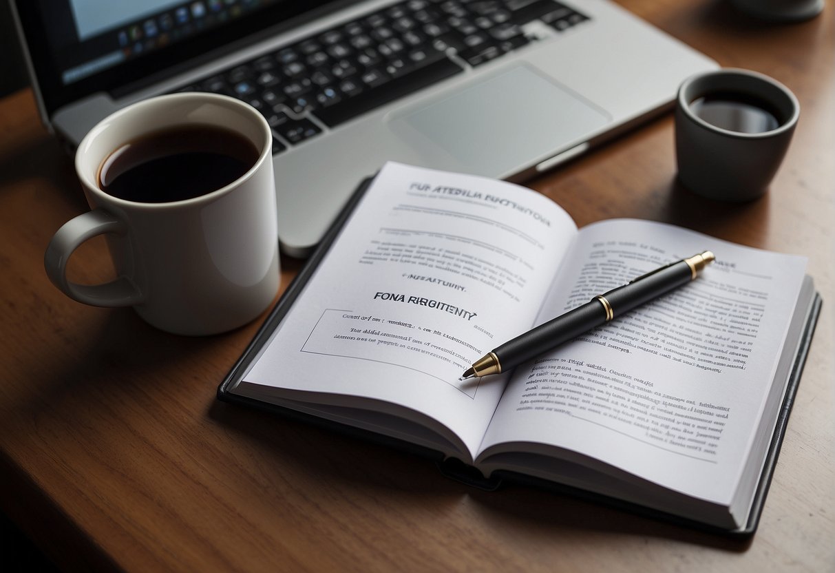 A modern recruitment guide book with title "Frequently Asked Questions Introduction to Modern Recruitment" on a desk with a laptop and pen