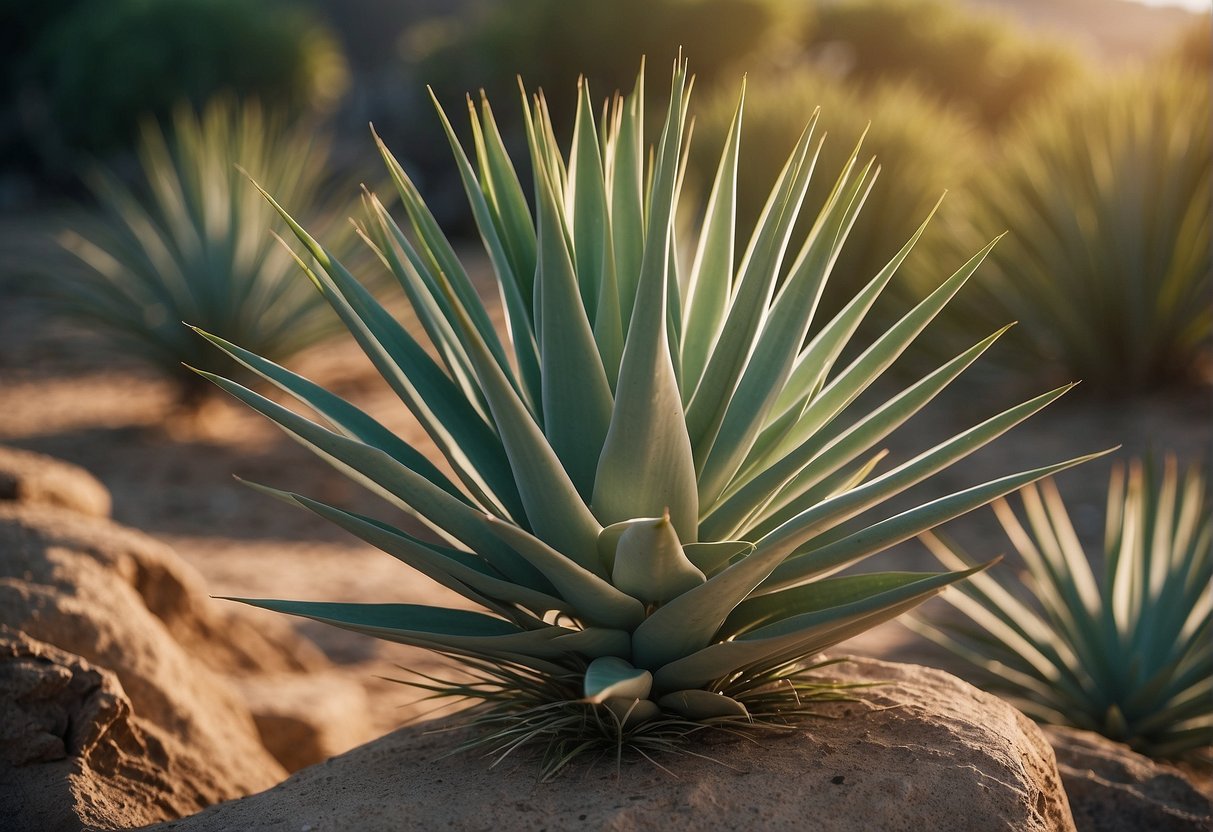 Yucca plants stand tall with sharp, rigid leaves. Their spiky edges and pointed tips serve as natural defenses against herbivores