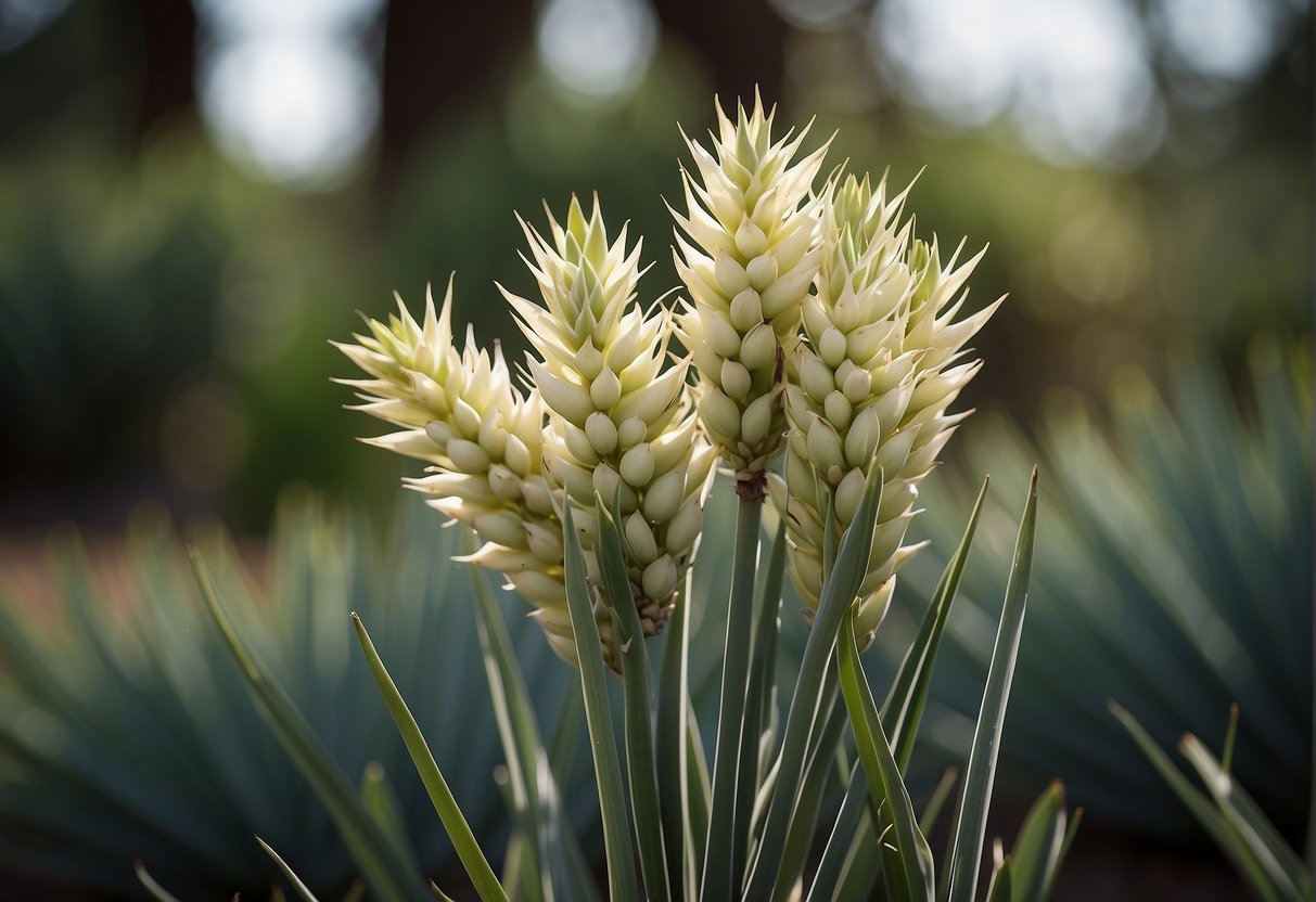 Yucca plants grow rapidly from seeds, reaching up to 2 feet in their first year, with long, sword-like leaves emerging from the center of the plant