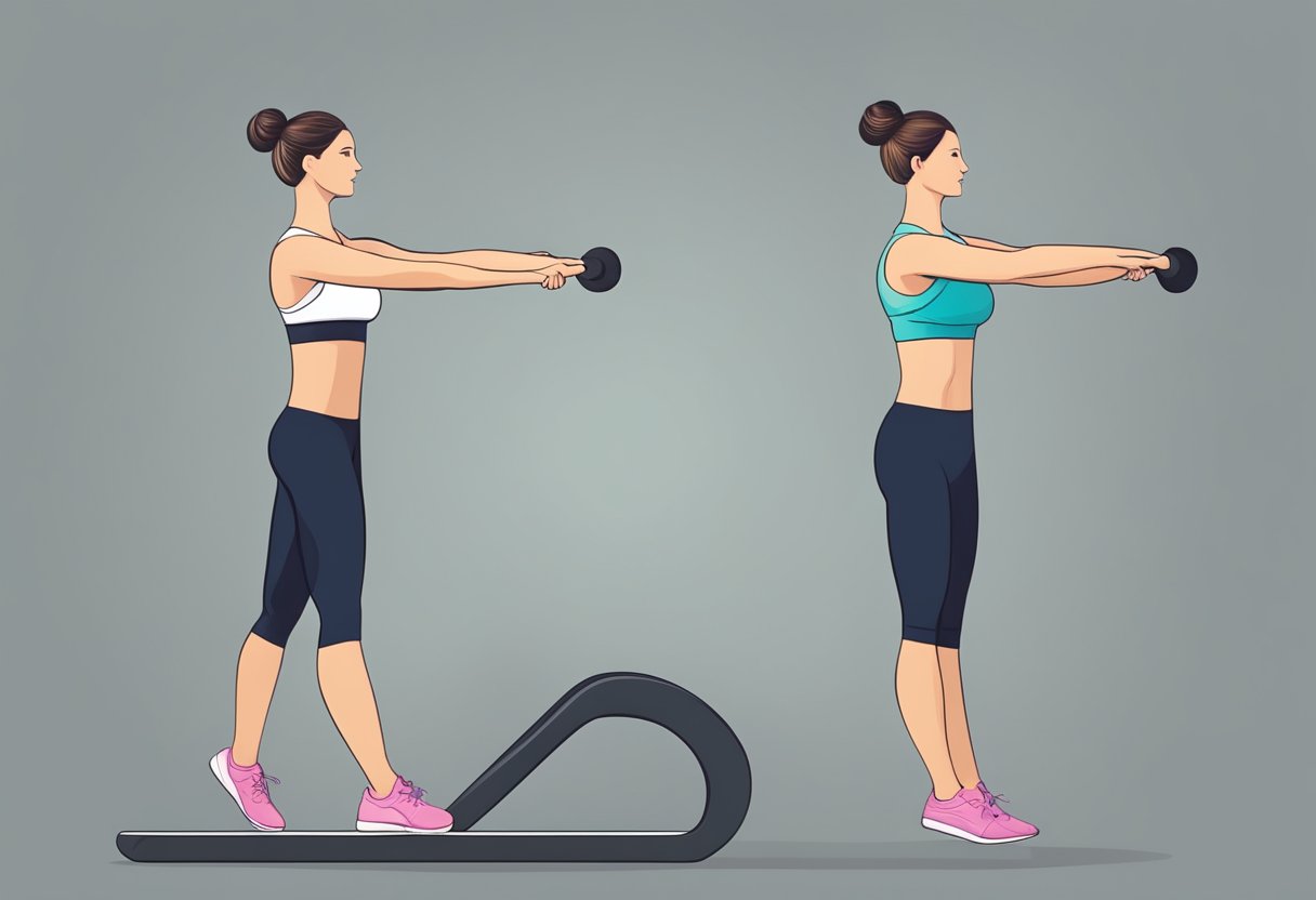 A person doing pilates with a graceful, elongated posture, compared to another person lifting weights with a more muscular, bulkier physique