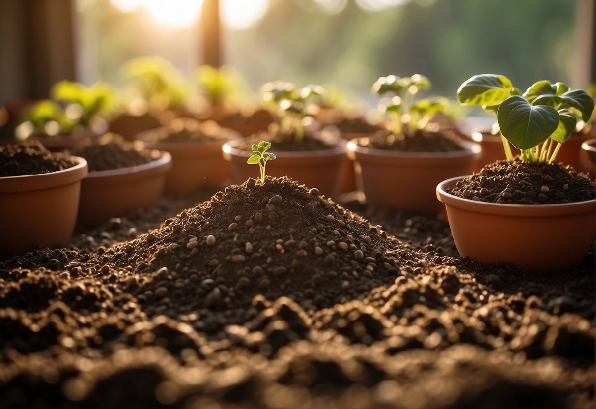 Soil tilled, seeds scattered, watered, covered with a thin layer of soil, and labeled. Sunlight streams through a window onto the pots