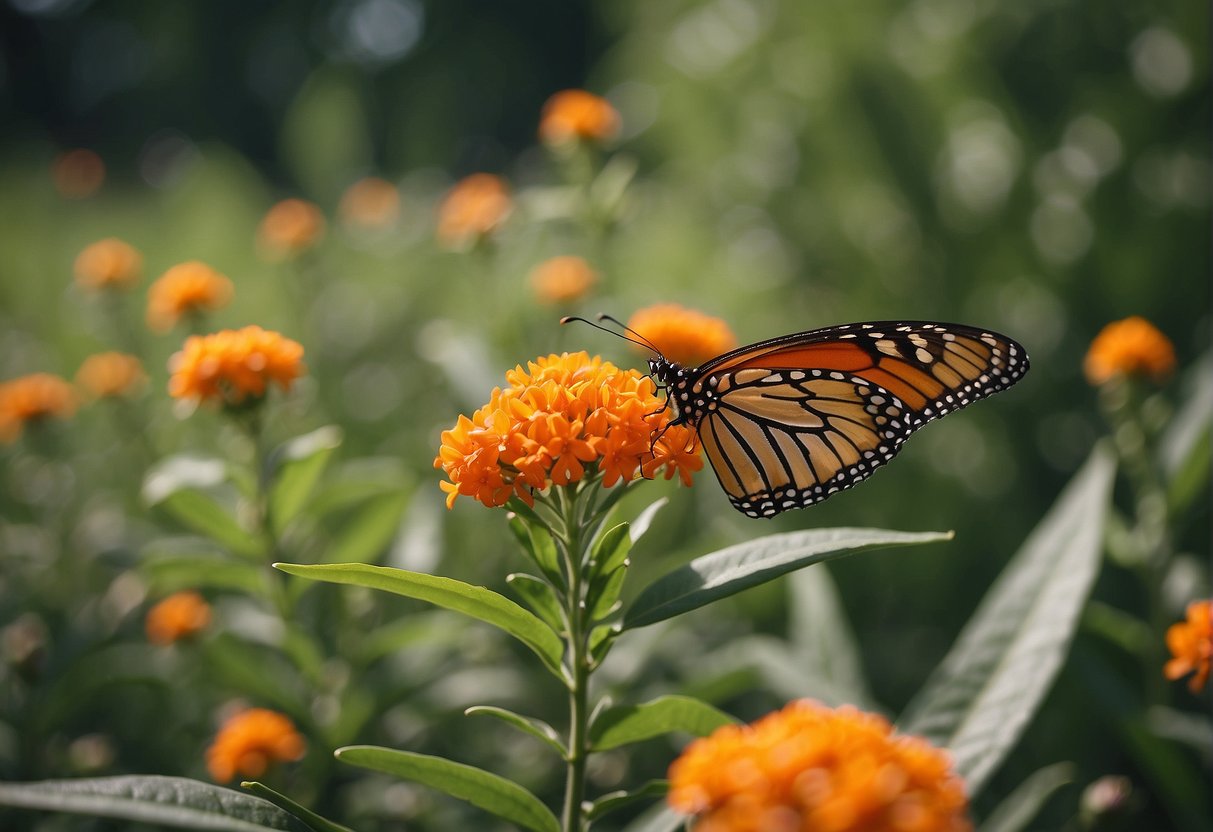 The butterfly milkweed blooms in early summer, with vibrant orange flowers attracting pollinators. The plant's growth cycle progresses from sprouting leaves to budding flowers, symbolizing the beauty of nature's renewal